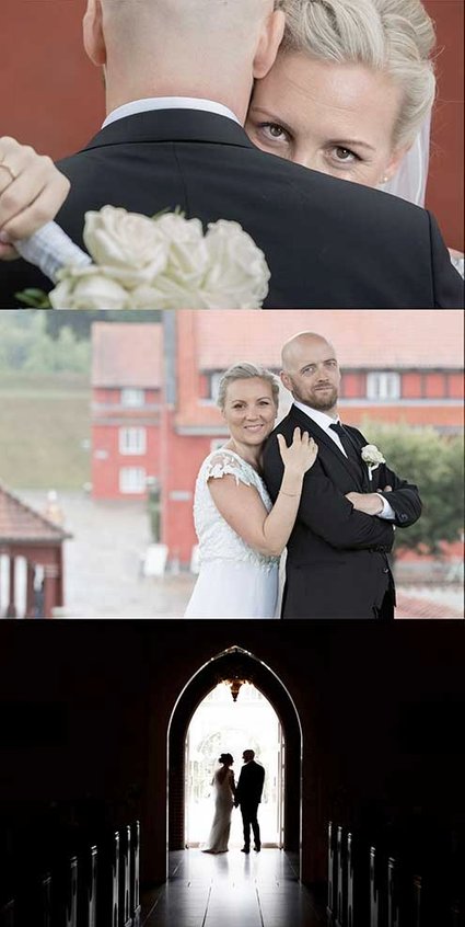 Bryllupsfotograf. Her bryllup i Skt. Jakobs Kirke på Østerbro, brudepar-billeder på Kastellet